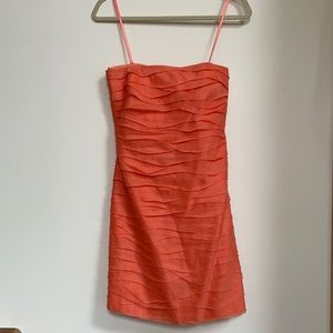 Coral J. Crew strapless linen dress